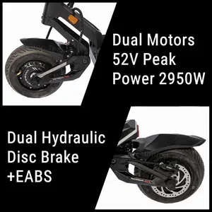 Stock UE Mise à niveau <span class=keywords><strong>TEVERUN</strong></span> <span class=keywords><strong>FIGHTER</strong></span> <span class=keywords><strong>MINI</strong></span> 52V 20.8A Trottinette électrique BMS intelligent Version application Double moteur 2*1000W Vitesse 60 km/h - Product Image 5