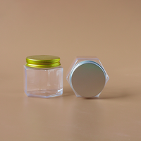 Pot carré en plastique transparent avec couvercle en métal doré, récipient en PET de qualité alimentaire pour le stockage, les loisirs créatifs et les cosmétiques