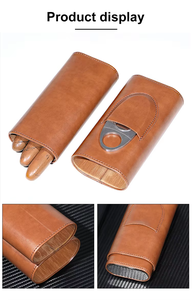 Vanace เคสซิการ์ขนาด3นิ้วสีน้ำตาลพร้อมหนังและเครื่องตัด - Product Image 3