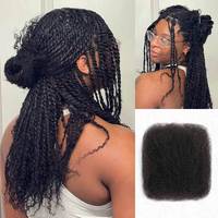 Cheveux humains vierges bruts 100% naturels, couleur naturelle, indiens, brésiliens, afro crépus, en vrac, avec double trame machine pour dreadlocks, sac PVC 50g