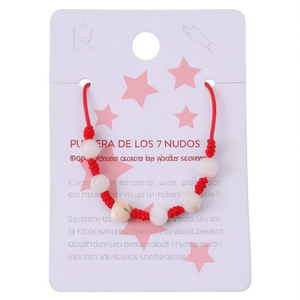 Bracciale con pietre dei sette segni zodiacali, rosso e bianco, con perline fatte a mano, amuleto protettivo per donne e ragazze, gioielli alla moda. - Product Image 2