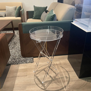 Modern Stylish Nordic Living Room Furniture Luxury Acrylic Small Folding <strong>Table</strong> <strong>Round</strong> <strong>Tray</strong> Drink <strong>Table</strong> for Living Room Bedroom - Product Image 5