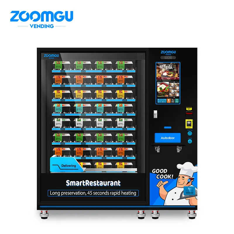 Zoomgu, индивидуальный продавец пищевых продуктов, автоматический аппарат для продажи пищи, горячего питания, микроволновый торговый автомат в конвейере, доставка