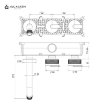 Robinet de lavabo moderne en acier inoxydable 304 avec bec brossé moleté, double poignée en jade et valve en céramique encastrée pour salle de bain