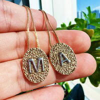 CH-LAP2209 Pendentif ovale tendance lettre A à Z, breloques alphabet plaqué or et argent, composant de bijoux DIY personnalisé, vente en gros