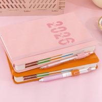 Agenda quotidien annuel A5 en cuir PU avec couverture rigide en lin/PP, logo personnalisé 2026, carnet de notes coloré, journal d'inspiration