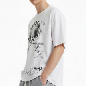 T-Shirt Oversize Personalizzabile con Stampa Artistica, <span class=keywords><strong>Maglietta</strong></span> Casual da Uomo Stile High Street, T-Shirt Estiva a Maniche Corte con Collo Rotondo - Product Image 3