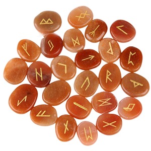 Trung Quốc Nhà máy bán Red Aventurine Đá Khắc Chữ Rune Stones 25 cái <span class=keywords><strong>Set</strong></span> với nhung Túi - Product Image 1