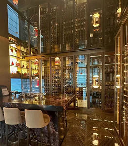 आधुनिक लक्जरी अनुकूलित स्टेनलेस स्टील निरंतर तापमान वाइन कैबिनेट रेड वाइन और व्हिस्की वाइन स्टोरेज सेलर - Product Image 6