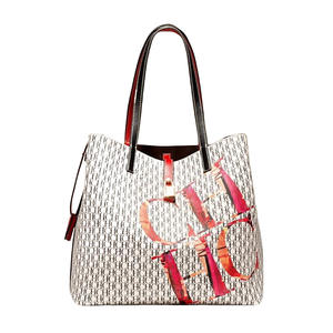 Bolso de Hombro Tipo Tote <span class=keywords><strong>CHHC</strong></span> para Mujer con Elegante Estampado de Letras, de Gran Capacidad y Cierre Abierto, Forro de Poliéster, Estilo Clásico de Moda - Product Image 1