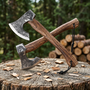 Hache forgée artisanale en acier inoxydable à haute teneur en carbone, 990G, portable, pour survie, camping, chasse, extérieur, avec manche en bois, personnalisable avec logo, vente en gros - Product Image 3