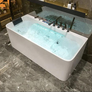 Baignoire autoportante moderne d'intérieur en acrylique avec jets pour Villa White Jacuzzies Baignoire à remous avec douche et cascade intégrée - Product Image 3