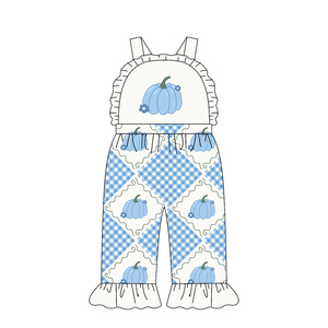 Combinaison sans manches pour bébé et enfant, motif citrouille orange, vente en gros, modèle SR4221, ensemble barboteuse pour fille. - Product Image 4