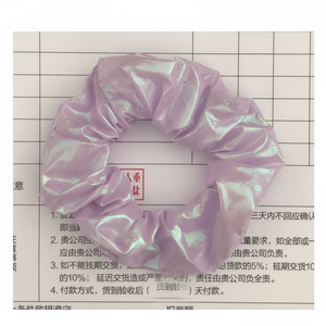 Scrunchie หนังฝรั่งเศสย้อนยุคขนาดใหญ่ที่เรียบง่ายโลหะมันวาว - Product Image 1