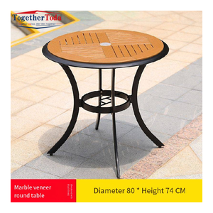 Mesa de Bistro para Exteriores con Superficie de Madera con Aspecto de Listones y Estructura de Metal Negro, Muebles de Patio Resistentes a la Intemperie para Jardín o Balcón - Product Image 3