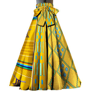 In OFFERTA Gonna Lunga Etnica Ankara per Adulti, Design Dashiki Africano Kente, Ecologica con Tasche e Vita Alta - Product Image 2