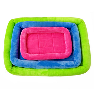 Lit pour chien en velours cristal, rectangulaire, rembourrage en fibre de polyester, lavage à la main, rose rouge, gris, vert fluorescent, bleu, couleur café - Product Image 2