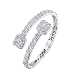 Fine Jewelry 925 Sterling Silver Iced Out VVS Baguette Moissanite Bracelet T Square Diamond <strong>Cuban</strong> Link <strong>Bangles</strong> for Women Men - Product Image 1