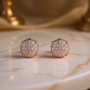 Orecchini a Perno con Diamanti Placcati in Oro Rosa, Nucleo in Rame, Taglio Brillante, Diamanti Naturali Colore H, Gioielli Classici per Uso Quotidiano - Product Image 2