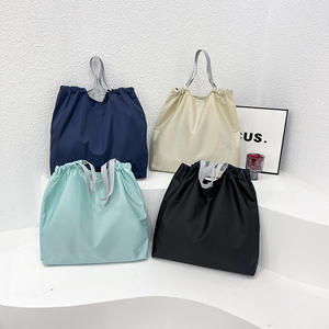 Drawstring Folding Recycled Lightweight <b>Nylon</b> Large Grocery <b>Tote</b> <b>Bag</b> Reusable Foldable Shopping <b>Bag</b> Into Pouch Women's - Product Image 1