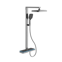 Ensemble de robinetterie de douche thermostatique multifonctionnel mural en métal noir avec mitigeur piano