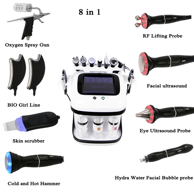 AU-S508 8 in 1 Face Spa Facial Water Hydro H2O2 Hydration Skin Peeling Bubble Machine for Facial