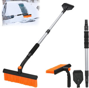 Brosse à neige rotative et grattoir à glace réglable de 27 pouces avec manche télescopique et nettoyeur pour kit de balayage de voiture - Product Image 1