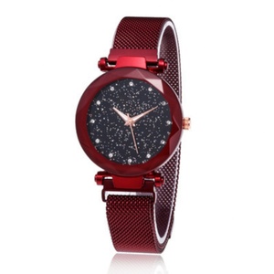 Red Starry Sky Ladies Quartz <b>Watch</b> <b>Diamond</b> Dial Mesh Strap - Product Image 1