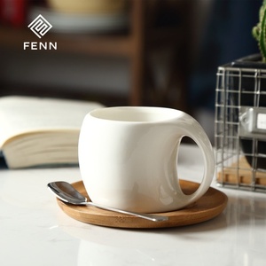 Fenn bán buôn tối giản cổ điển cốc cà phê tùy chỉnh <span class=keywords><strong>Latte</strong></span> cup cá nhân cốc nước gốm 200ml đất sét Mug với khay gỗ - Product Image 3