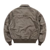 Blouson Aviateur Classique Vintage en Coton Délavé pour Homme – Uniforme de Costume Rétro en Satin Effet Vieilli