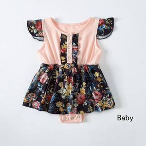 Verano logotipo personalizado <span class=keywords><strong>madre</strong></span> <span class=keywords><strong>e</strong></span> hija vestido diseño bebé camiseta fibra de bambú ropa familia juego trajes - Product Image 5