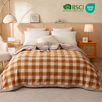 Couverture de lit en polaire sherpa double face à motif écossais texturé pour la maison, l'hôtel, la chambre à coucher – Vente en gros