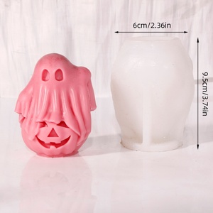 Moule en silicone fait main pour bougies, savons, chocolats, décorations de fête Halloween et Noël, motifs citrouille, fantôme, crâne de zombie 3D, pour un effet réaliste - Product Image 5