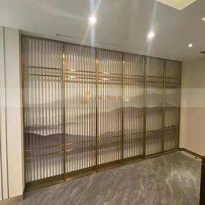 Paravent en métal découpé au laser personnalisé EX157, design moderne, panneau décoratif en acier inoxydable, écran de séparation pour restaurant - Product Image 1