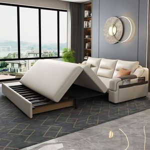 Divano <span class=keywords><strong>Letto</strong></span> Doppio Multifunzionale Stile Crema, Unità Compatta <span class=keywords><strong>per</strong></span> <span class=keywords><strong>Camera</strong></span> <span class=keywords><strong>da</strong></span> <span class=keywords><strong>Letto</strong></span> Moderna o Soggiorno d'Hotel - Product Image 5
