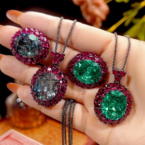 Vintage Jewelry Eco-friendly Copper Black Gold Plated 15*18mm Multicolor Zircon <b>Jewellery</b> Sets for Women High Quality <b>Tu</b> - Product Image 1