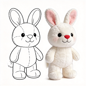 Produttore di Giocattoli in Peluche a Forma di Coniglio Personalizzati, Giocattolo in Peluche Coniglio Pasquale per Bambini, Simpatico Coniglio Bianco in Peluche - Product Image 1