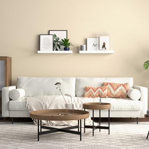 Floating Shelves <b>Wall</b> Mounted Set Of 2 Modern White For Room <b>Display</b> - Product Image 3