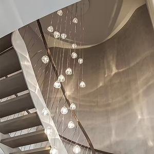 Lámpara de Proyecto de lujo escalera Hotel Foyer gota de lluvia espiral cuentas de cristal cadena araña - Product Image 2