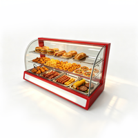 Vitrine chauffante commerciale pour aliments de restaurant avec comptoir, portes vitrées incurvées et isolation thermique