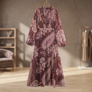 Crew Neck Long Sleeve Solid Casual Natural Woven Breathable A-Line Vintage <b>Spring</b> Summer Autumn <b>Dresses</b> <b>for</b> Women - Product Image 3