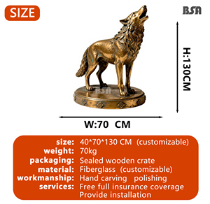 Armadietto del vino realistico dipinto a mano realistico da giardino all'aperto con figurina animale in resina di <span class=keywords><strong>lupo</strong></span> in stile americano - Product Image 4