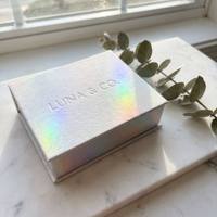 Boîte à collier portable haut de gamme avec poignée, finition holographique scintillante, finition 3D premium |   Bijoux écologiques à fermeture magnétique