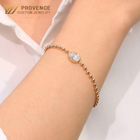 Bracelet en or jaune 18 carats personnalisé avec diamants de laboratoire ovales et ronds, chaîne à perles, 1,5 carat, cadeau pour femme
