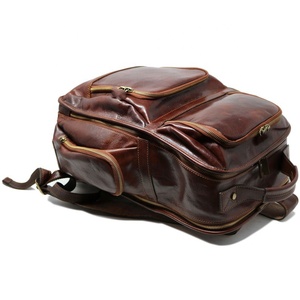 Sacs d'école de voyage personnalisés tendance Sac à dos unisexe en cuir véritable avec fermeture éclair étanche pour ordinateur portable professionnel FOS-0143 - Product Image 4