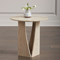 Table à manger ronde en marbre de style créatif, design minimaliste nordique, en pierre naturelle jaune italienne, luxe léger et simple