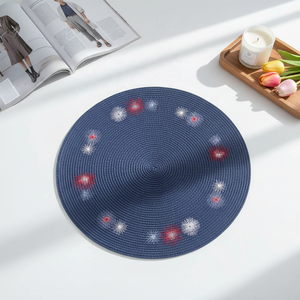 Haute Couture Eco-Friendly PP Round Woven Placemat With Embroidery for Wedding Party <b>Table</b> EM58 Eco-Friendly Material Made From - Product Image 1