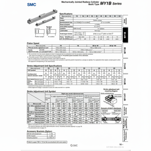 Cilindro sin vástago de SMC Pneumatics, categoría de producto articulado mecánicamente - Product Image 1