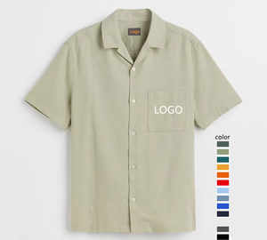 Logo personalizzato uomo Casual stampa dello schermo camicia da lavoro spiaggia estate retrò camicia da Bowling nero pesca grafica <span class=keywords><strong>Button</strong></span> up camicie uomo - Product Image 1