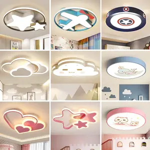 Luminária de teto infantil com padrões de desenho animado diferentes, luminária de arco-íris em três cores, lâmpada de teto para quarto infantil